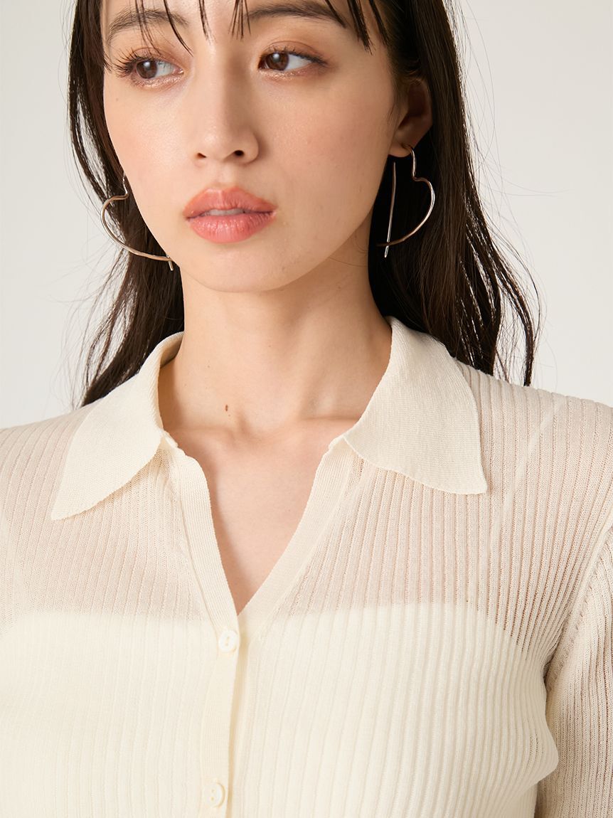 FRAY I.D「スキッパーポロカラーリブカーディガン」|カーディガン|