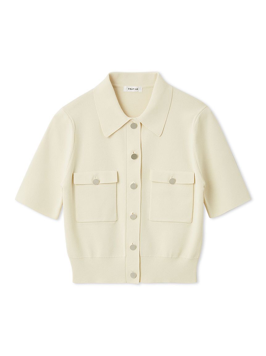 FRAY I.D「ポロカラーハーフスリーブニットカーディガン／ウォッシャブル・接触冷感」|カーディガン|IVR