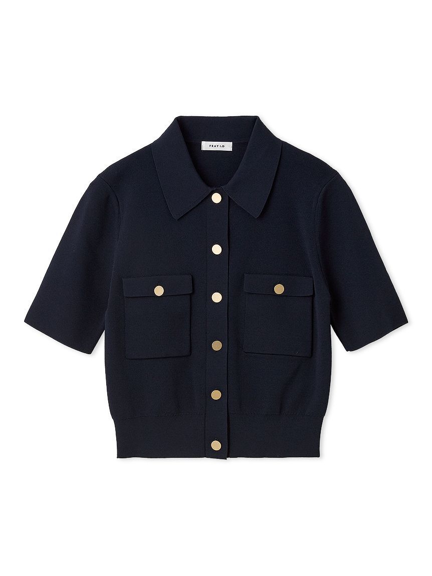 FRAY I.D「ポロカラーハーフスリーブニットカーディガン／ウォッシャブル・接触冷感」|カーディガン|