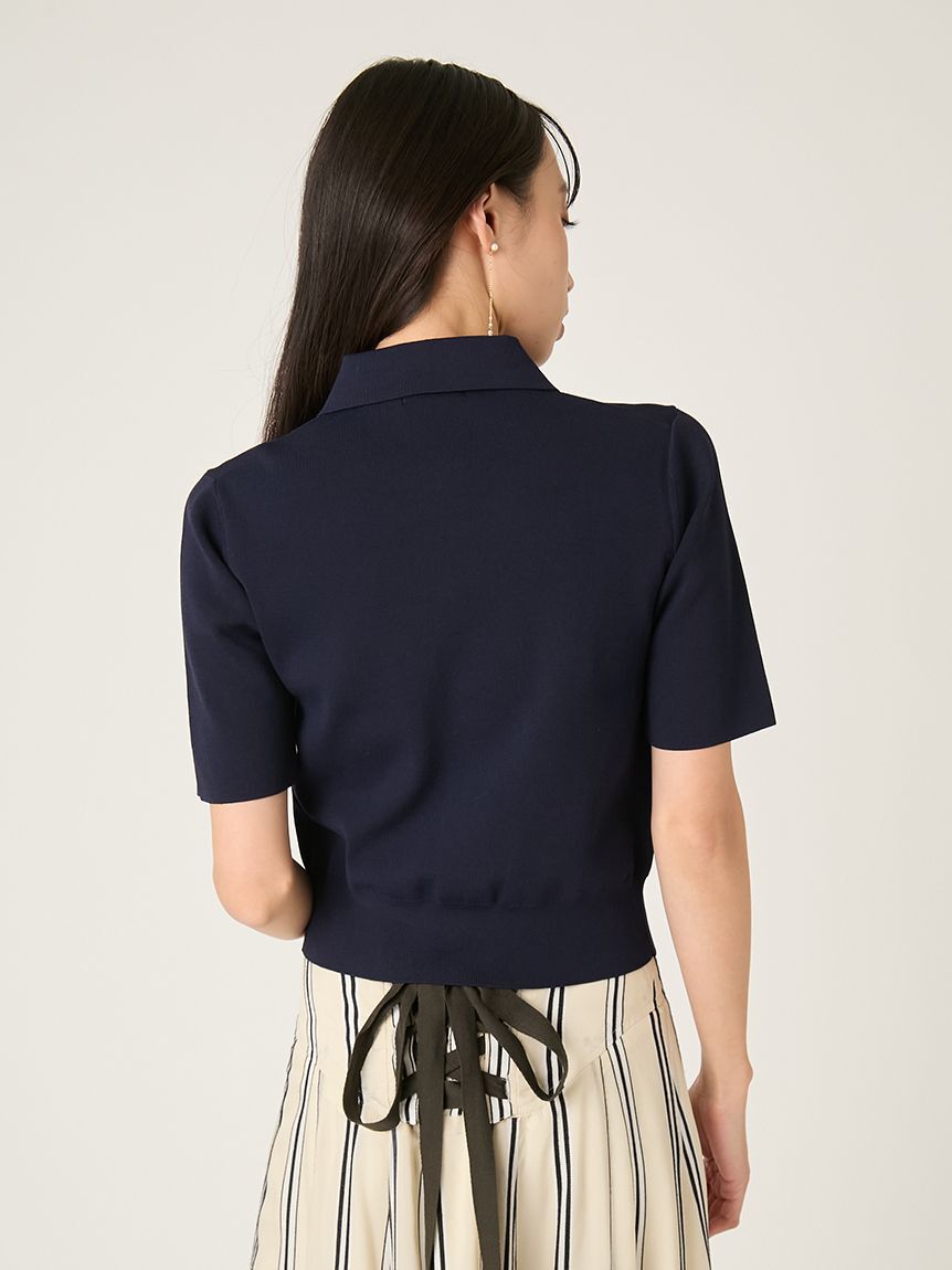 FRAY I.D「ポロカラーハーフスリーブニットカーディガン／ウォッシャブル・接触冷感」|カーディガン|