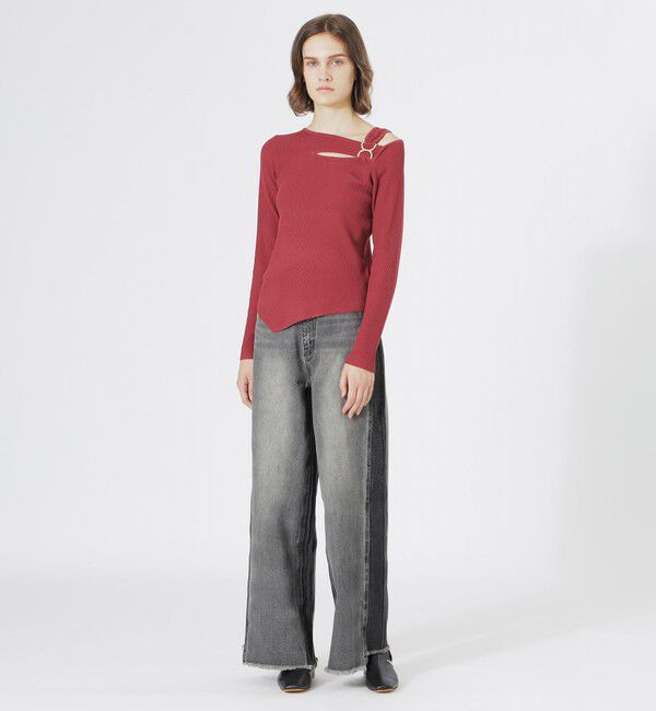  「カットアウトアシンメトリーヘムプルオーバー」|ニット・セーター|