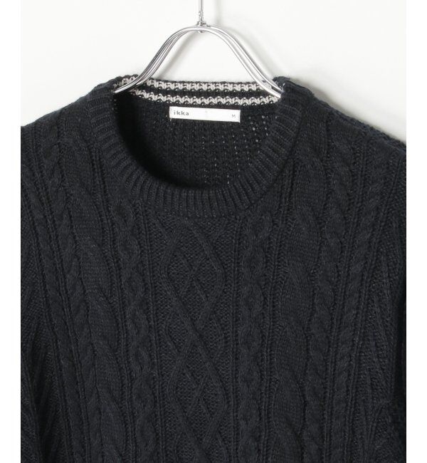 ikka「アランケーブル抗菌リサイクルニット」|プルオーバー|