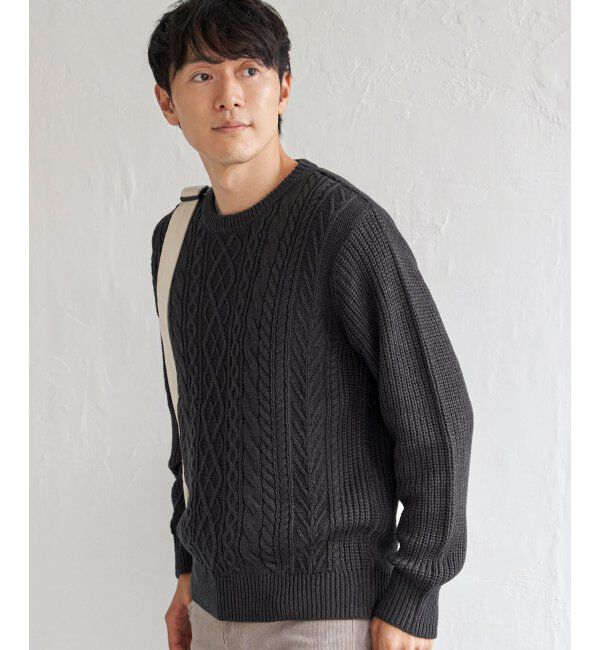 ikka「アランケーブル抗菌リサイクルニット」|プルオーバー|