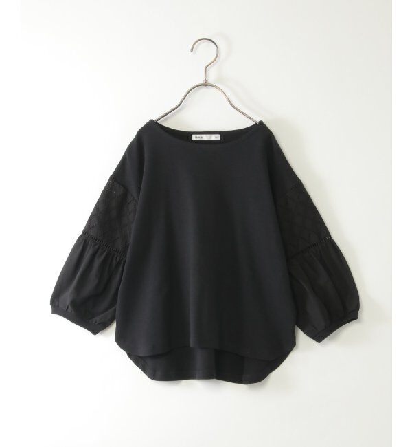 ikka kids「【親子おそろい】7分袖キカレース切り替えTシャツ」|Tシャツ・カットソー|ブラック