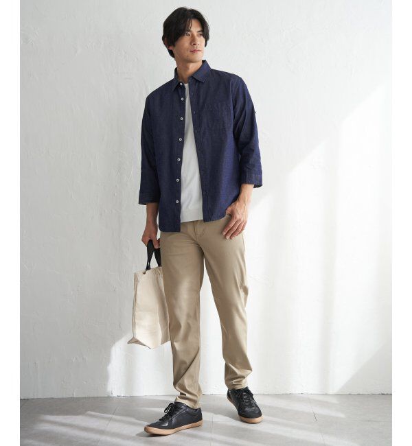 ikka「【雑誌MonoMax5月号掲載】フレンチリネンMIX袖2WAYシャツ【接触冷感】「小泉孝太郎さん着用モデル」」|シャツ・ブラウス|