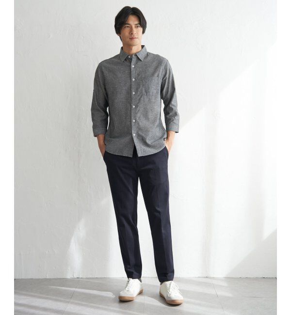 ikka「【雑誌MonoMax5月号掲載】フレンチリネンMIX袖2WAYシャツ【接触冷感】「小泉孝太郎さん着用モデル」」|シャツ・ブラウス|