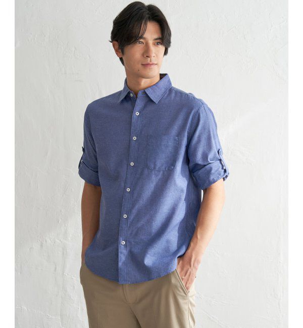 ikka「【雑誌MonoMax5月号掲載】フレンチリネンMIX袖2WAYシャツ【接触冷感】「小泉孝太郎さん着用モデル」」|シャツ・ブラウス|