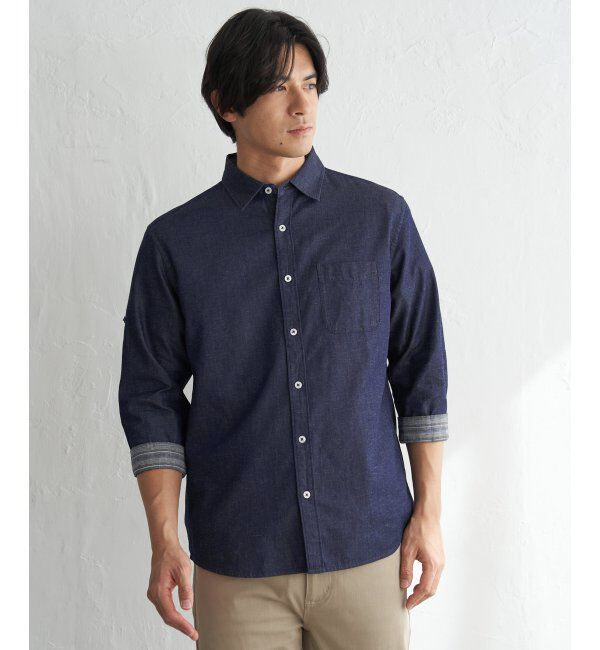 ikka「【雑誌MonoMax5月号掲載】フレンチリネンMIX袖2WAYシャツ【接触冷感】「小泉孝太郎さん着用モデル」」|シャツ・ブラウス|