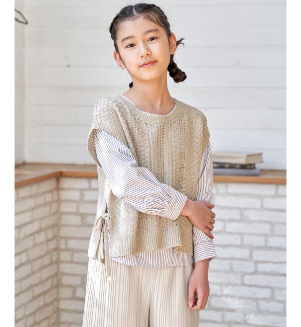 ikka kids「【親子コーデ】サイドリボンニットベストセット（120~160cm）」|その他|グレージュ