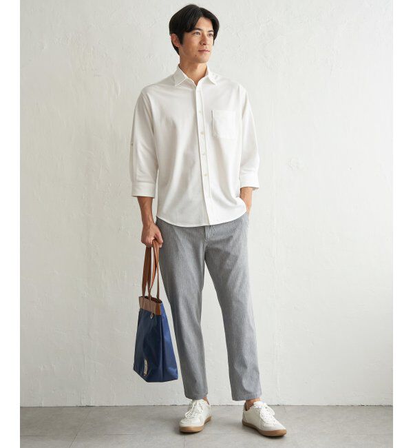 ikka「冷感鹿の子袖2wayスイスカラーシャツ」|シャツ・ブラウス|