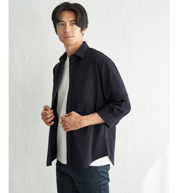ikka「冷感鹿の子袖2wayスイスカラーシャツ」|シャツ・ブラウス|