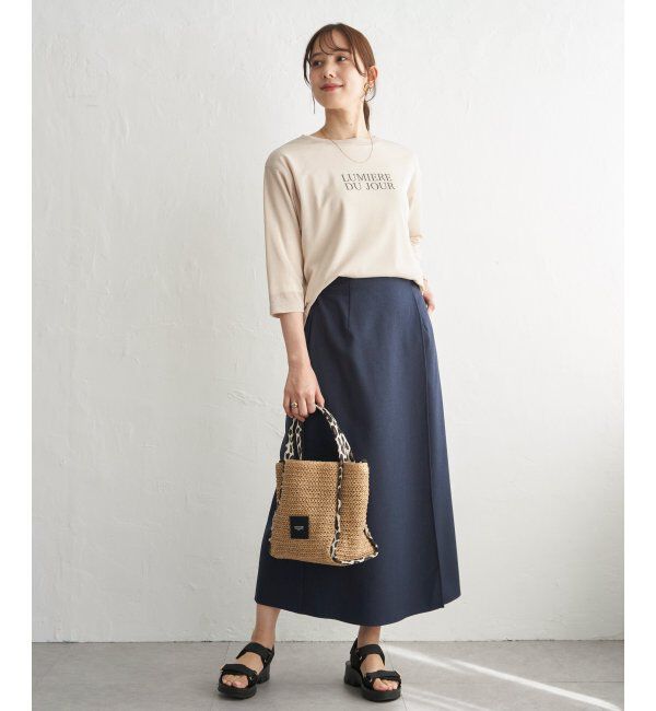 ikka「【雑誌InRed5月号掲載】シア－ロゴプリント 7分袖プルオーバーセット【2点セット】」|Tシャツ・カットソー|