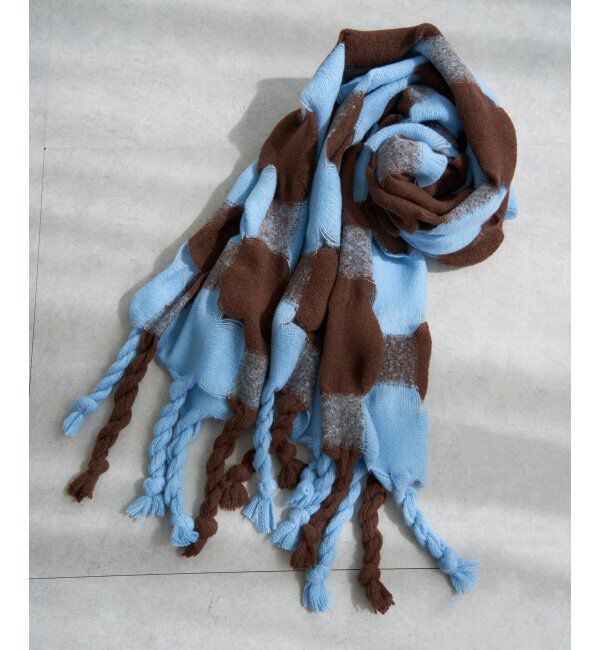 VENCE share style「メッシュチェックマフラー」|バンダナ・スカーフ|ブルー