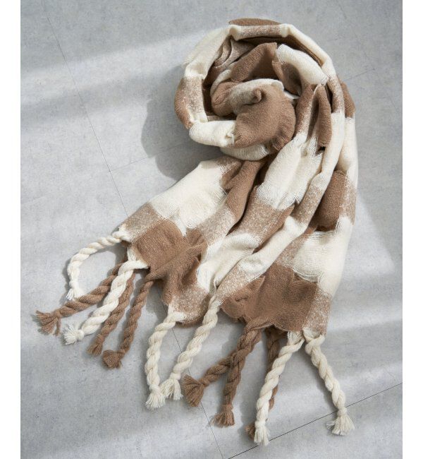 VENCE share style「メッシュチェックマフラー」|バンダナ・スカーフ|ベージュ