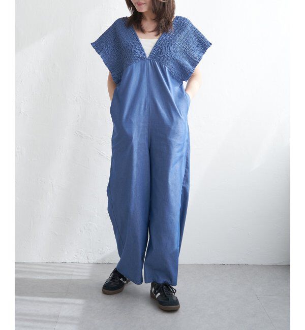 VENCE share style「デニムシャーリングオールインワン」|オールインワン|サックスブルー
