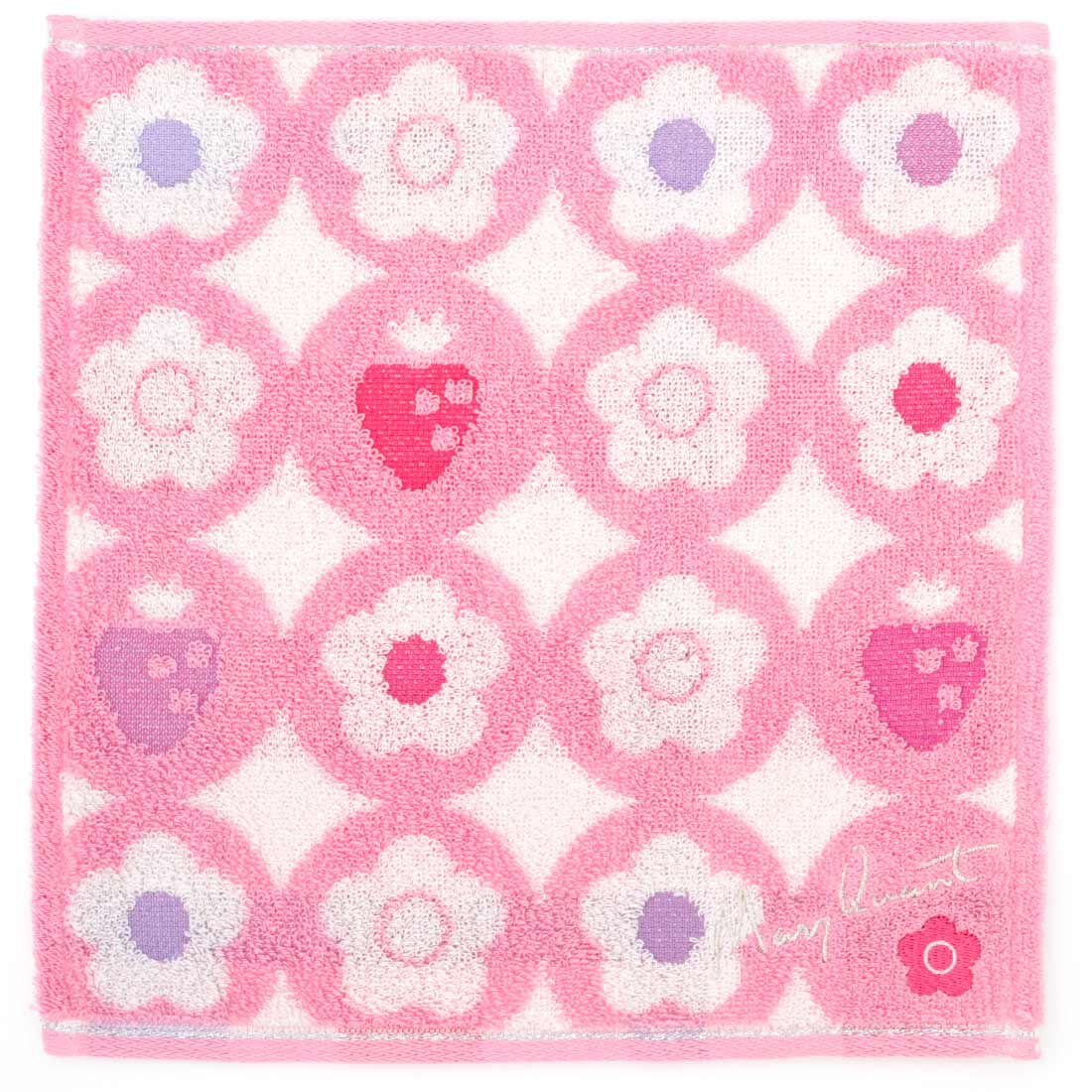  「MARY QUANT タオルハンカチ＜デイジーイチゴ＞」|タオル|ピンク