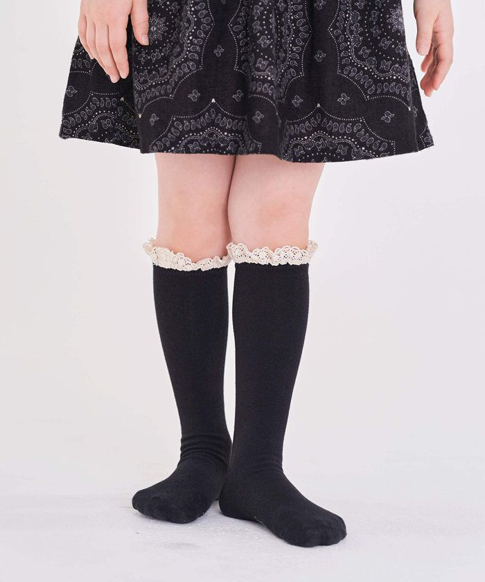 BACKYARD FAMILY「キッズ 女の子 ハイソックス 靴下 通販 ソックス くつ下 膝下 フリル 子供 こども 子ども」|ソックス|
