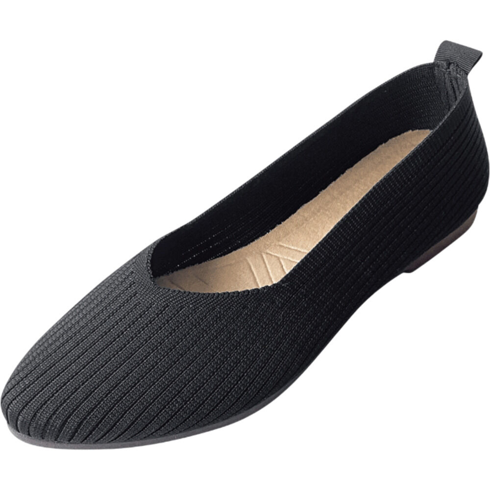 BACKYARD FAMILY「ニットパンプス 痛くない 通販 ニット シューズ パンプス フラットシューズ ぺたんこ」|パンプス|ブラック1