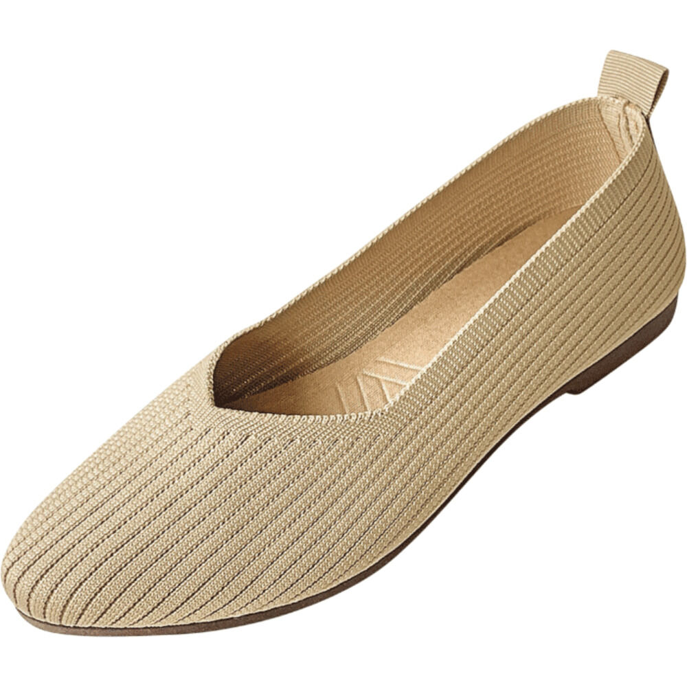 BACKYARD FAMILY「ニットパンプス 痛くない 通販 ニット シューズ パンプス フラットシューズ ぺたんこ」|パンプス|ベージュ1