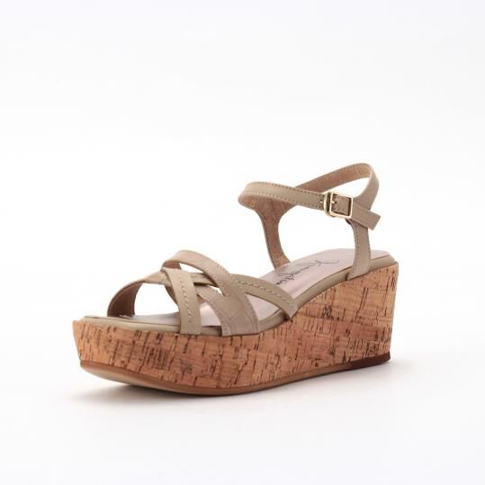 銀座かねまつ「IT250436STEPS1BEG　【本革】ウェッジヒールサンダル」|サンダル|ベージュ