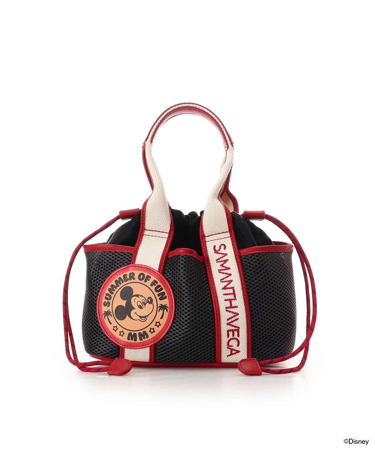 Samantha Vega「｢ﾐｯｷｰﾏｳｽ&ﾌﾚﾝｽﾞ｣ﾛｺﾞﾃｰﾌﾟﾊﾝﾄﾞﾊﾞｯｸﾞ(ﾐｯ  」|ハンドバッグ|ブラック