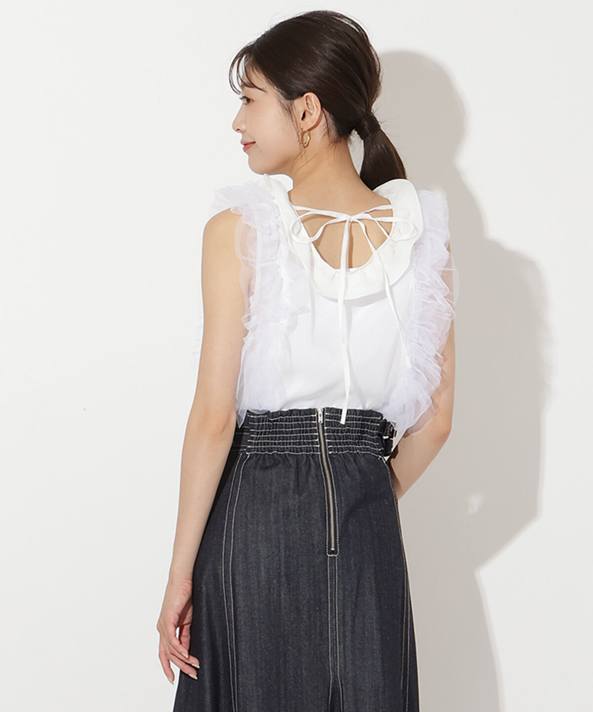 アンドクチュール「オーガンジー&チュールブラウス」|シャツ・ブラウス|