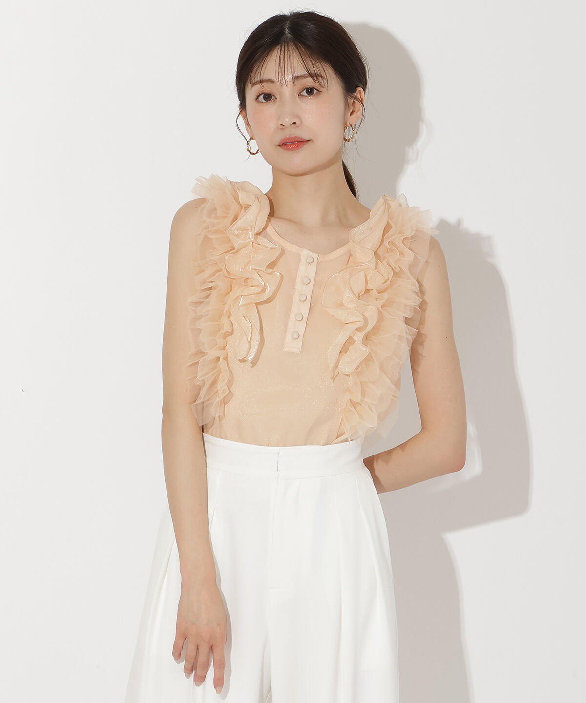 アンドクチュール「オーガンジー&チュールブラウス」|シャツ・ブラウス|