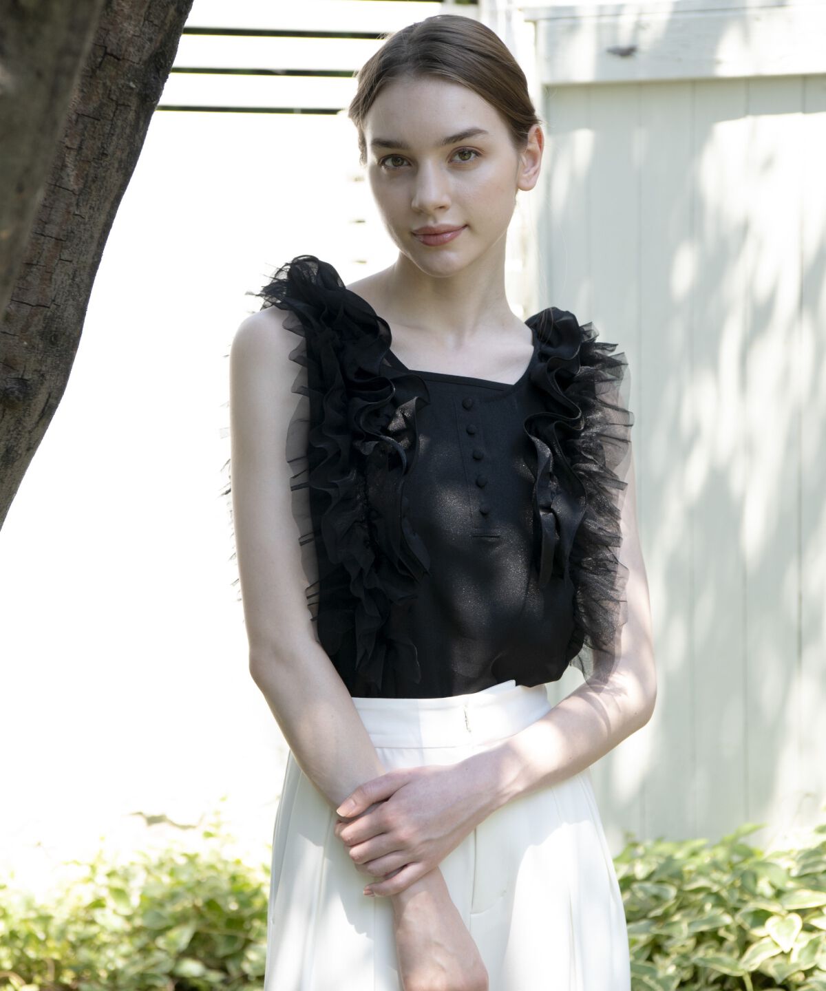 アンドクチュール「オーガンジー&チュールブラウス」|シャツ・ブラウス|