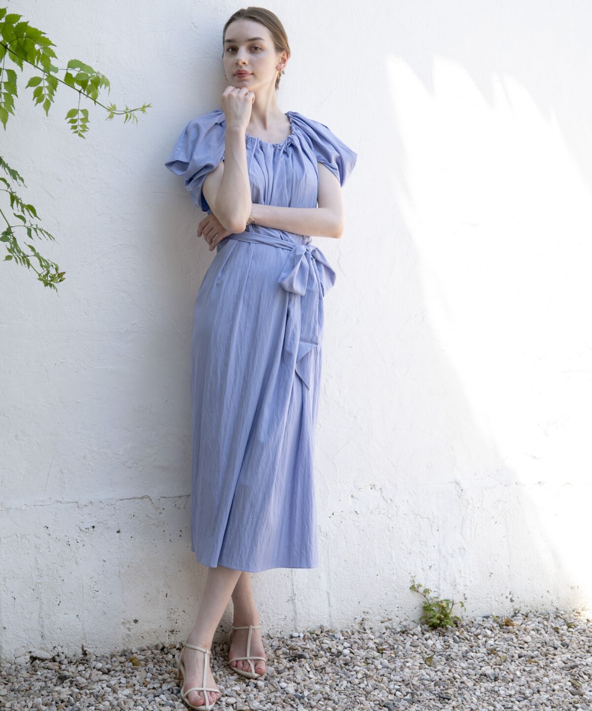 アンドクチュール「ケープスリーブワンピース」|ワンピース|ブルー