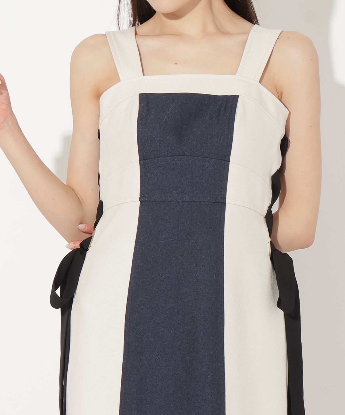 アンドクチュール「サイドリボン配色ジャンスカ」|ジャンパースカート|