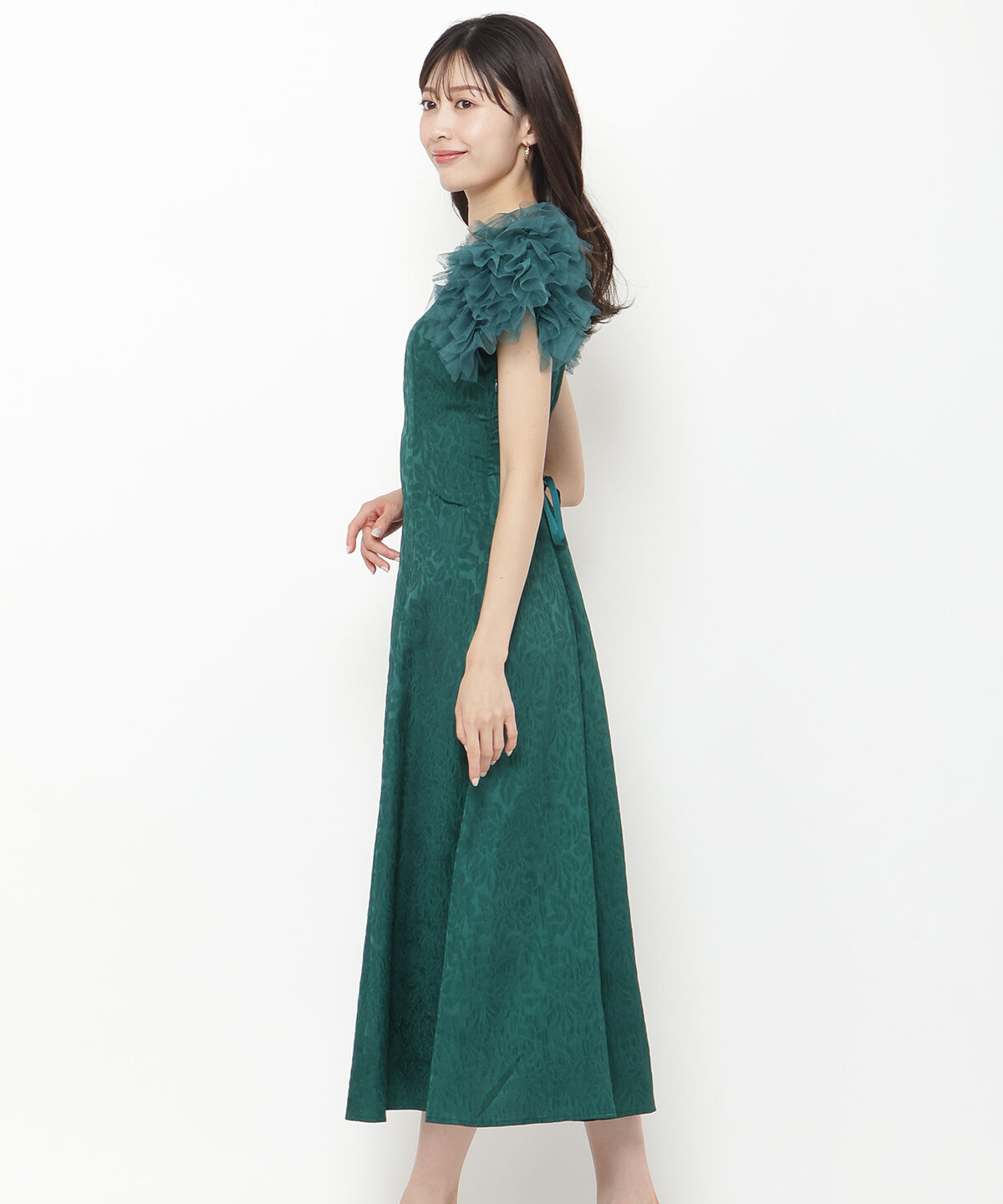 アンドクチュール「フリルチュールショルダーフレアドレス」|ドレス|