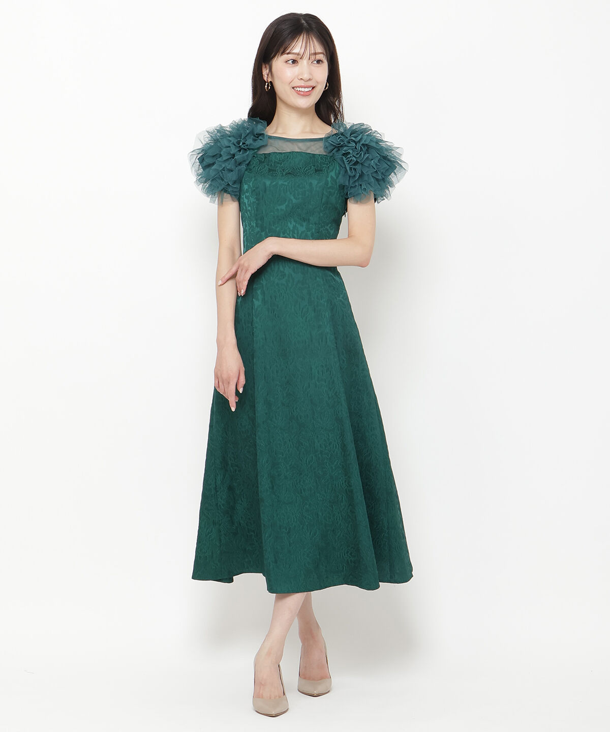 アンドクチュール「フリルチュールショルダーフレアドレス」|ドレス|