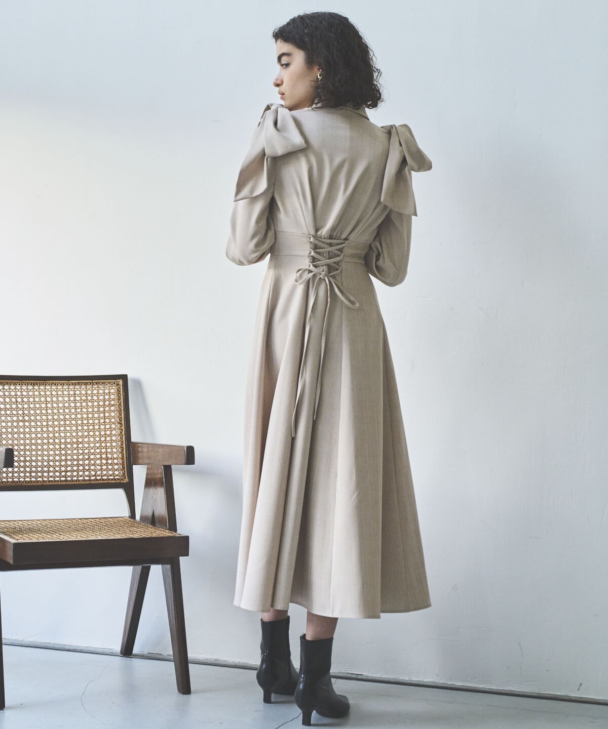 アンドクチュール「肩リボンシャツワンピース」|ワンピース|