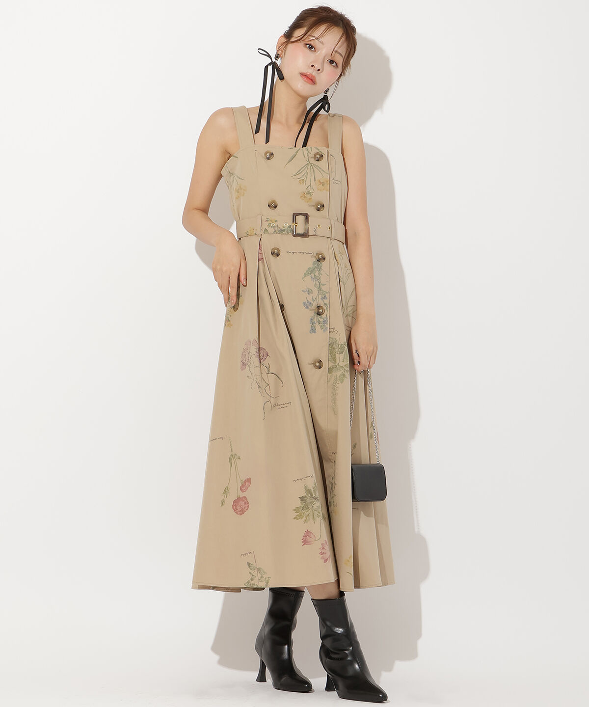 アンドクチュール「オータムフラワートレンチジャンスカ」|ジャンパースカート|