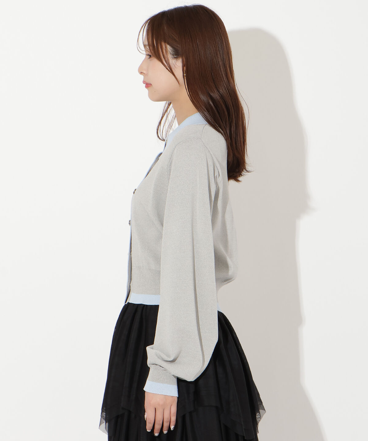 アンドクチュール「配色レイヤードライクニットカーディガン」|カーディガン|