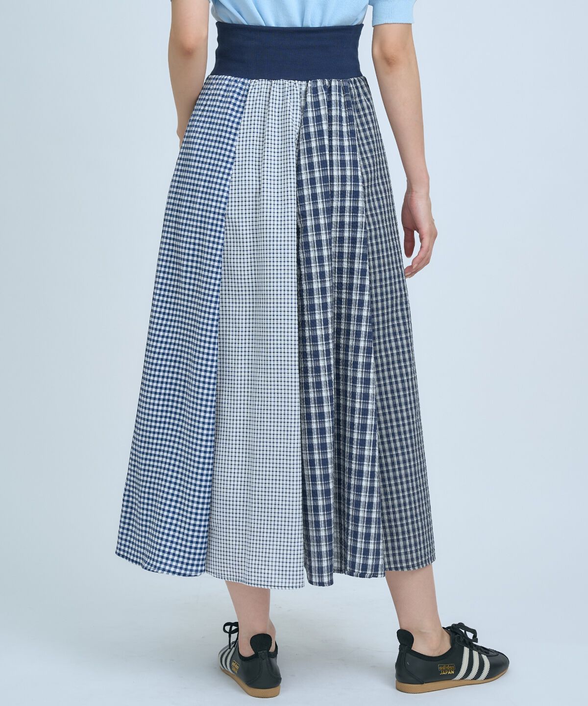 アンドクチュール「サッカーギンガム組み合わせスカート」|フレア|
