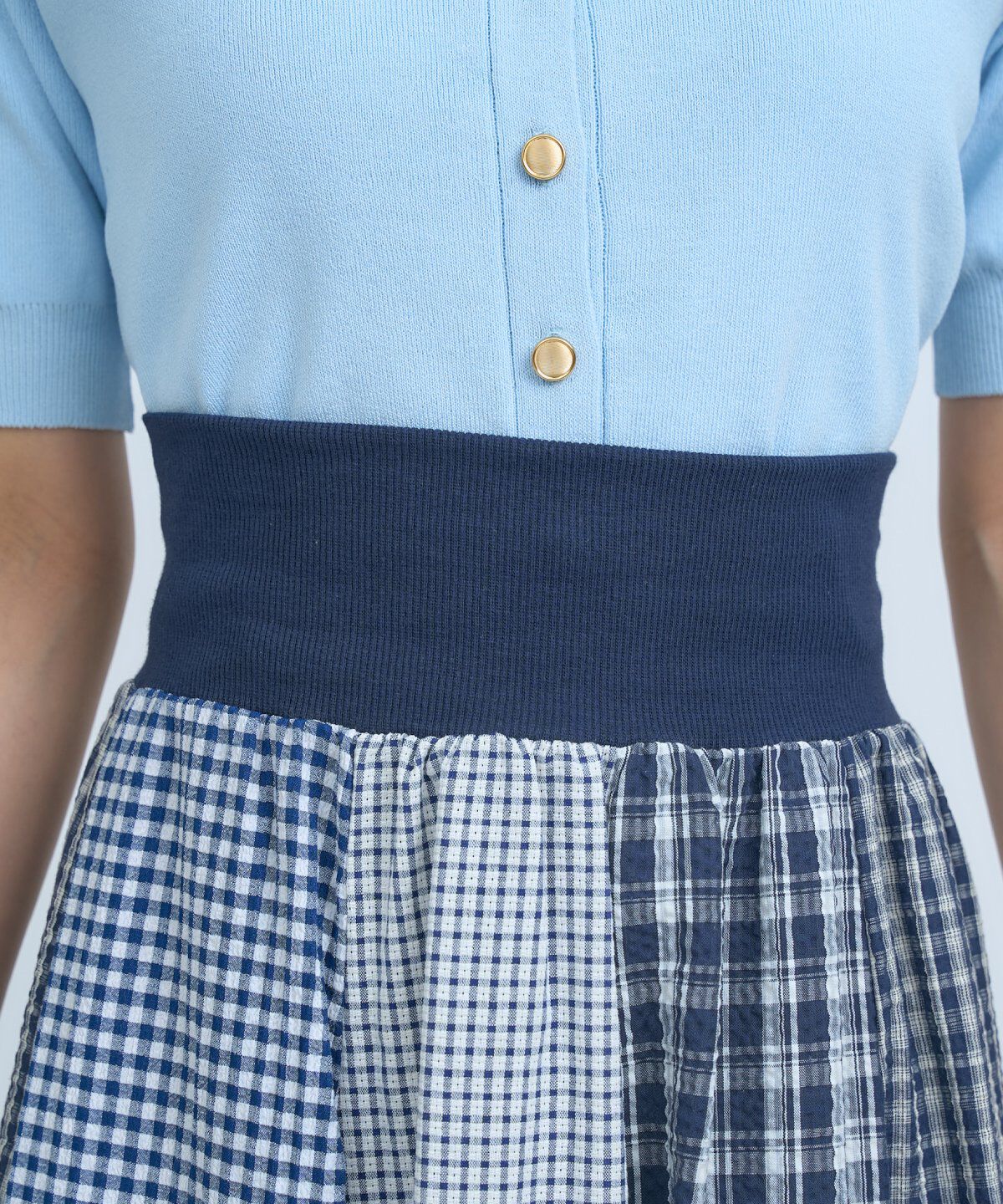 アンドクチュール「サッカーギンガム組み合わせスカート」|フレア|