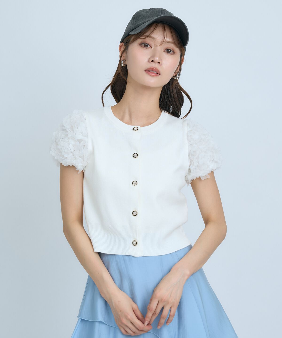 アンドクチュール「フラワーチュールスリーブカーディガン」|カーディガン|