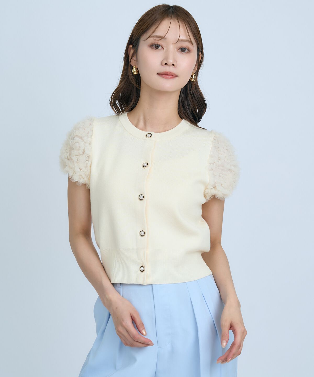 アンドクチュール「フラワーチュールスリーブカーディガン」|カーディガン|