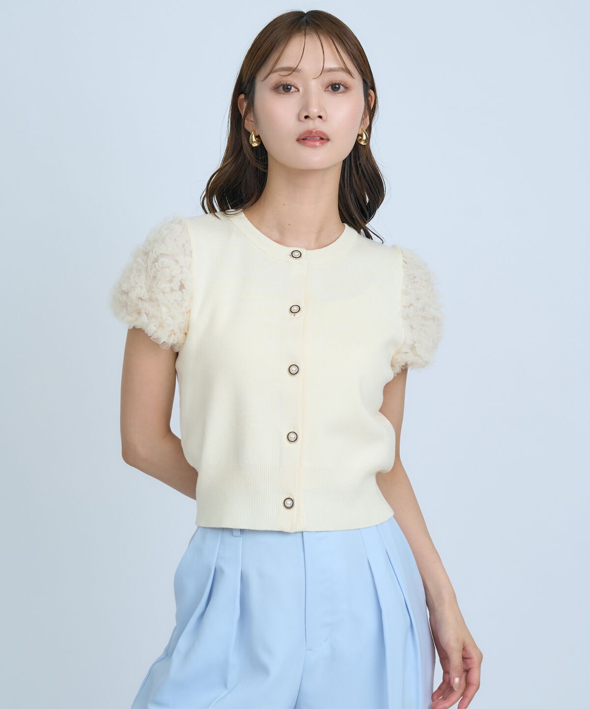 アンドクチュール「フラワーチュールスリーブカーディガン」|カーディガン|