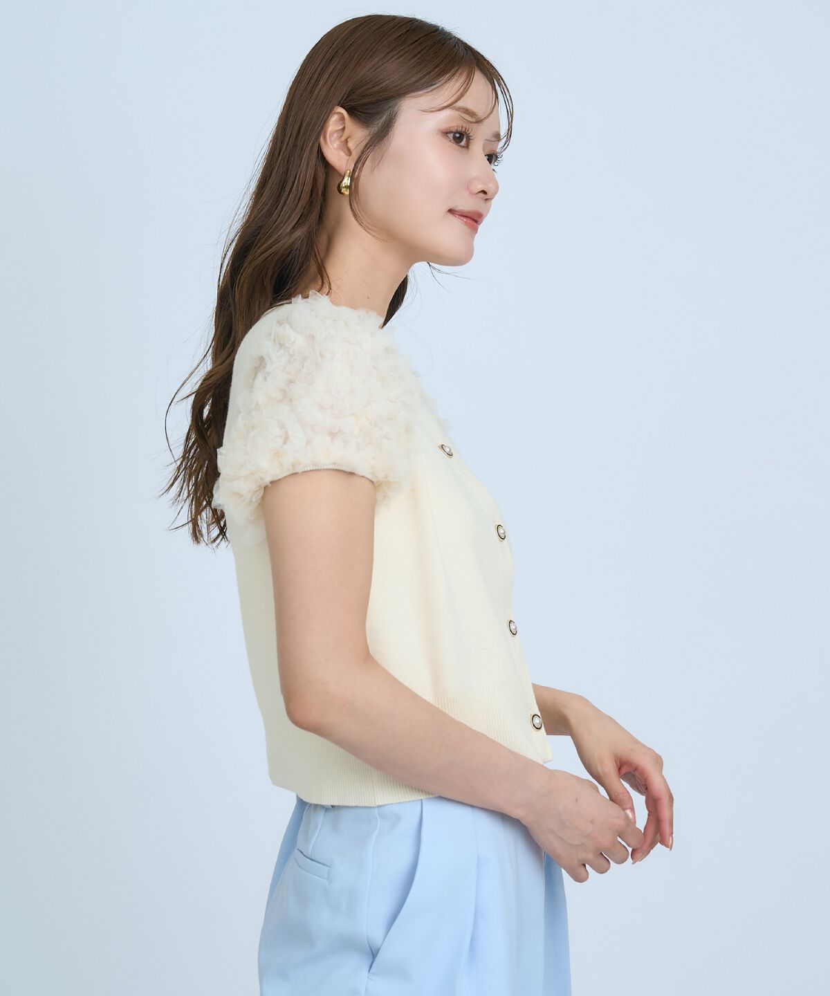 アンドクチュール「フラワーチュールスリーブカーディガン」|カーディガン|