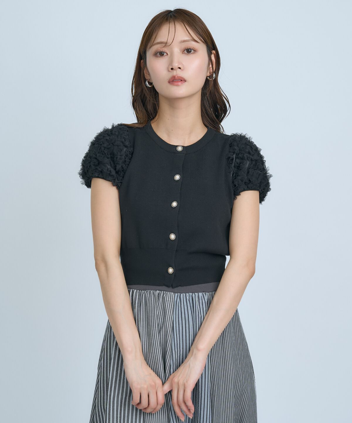 アンドクチュール「フラワーチュールスリーブカーディガン」|カーディガン|