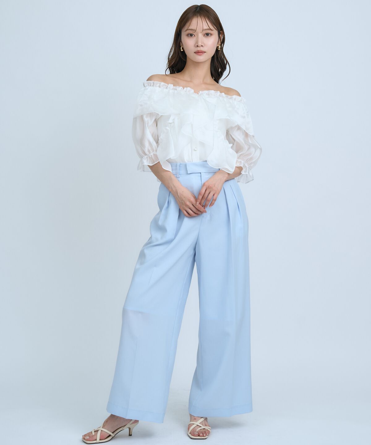 アンドクチュール「フリルクロスシアーブラウス」|シャツ・ブラウス|