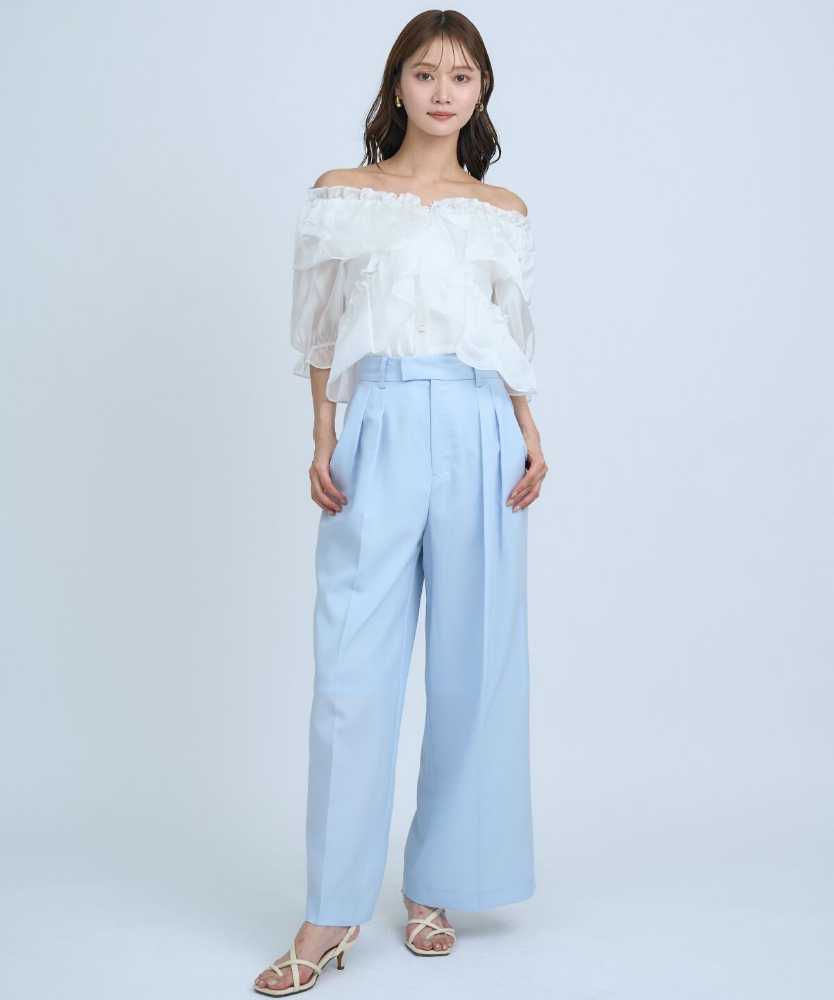 アンドクチュール「フリルクロスシアーブラウス」|シャツ・ブラウス|