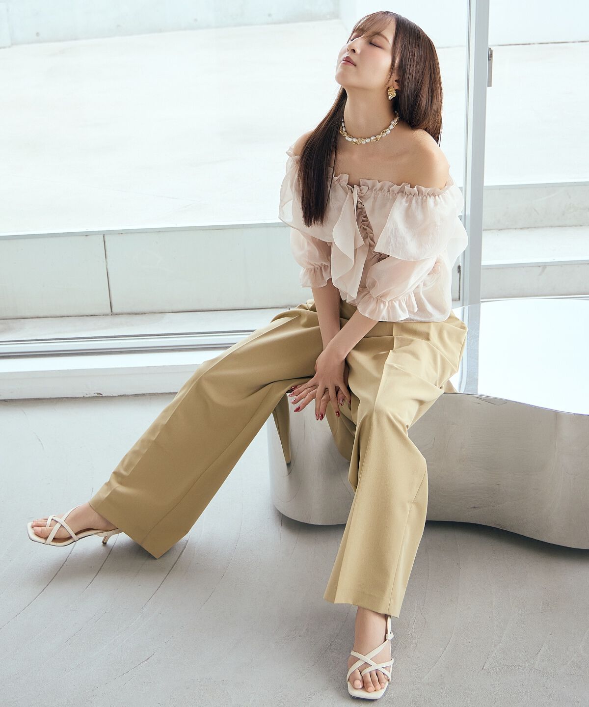 アンドクチュール「フリルクロスシアーブラウス」|シャツ・ブラウス|