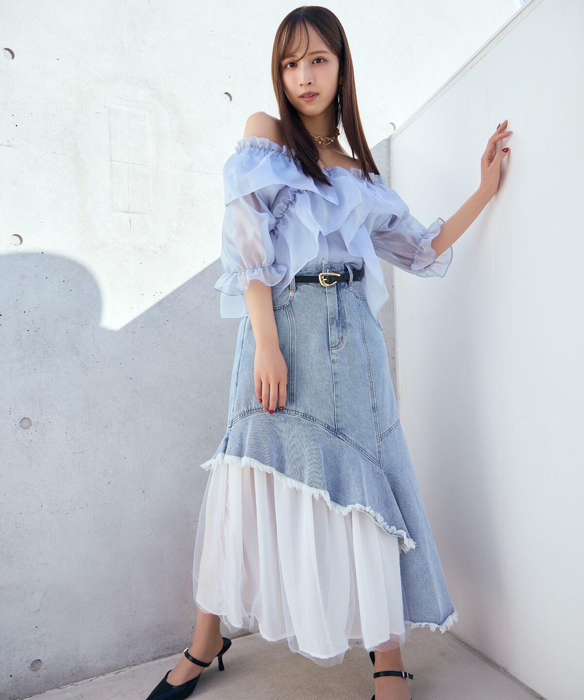 アンドクチュール「フリルクロスシアーブラウス」|シャツ・ブラウス|