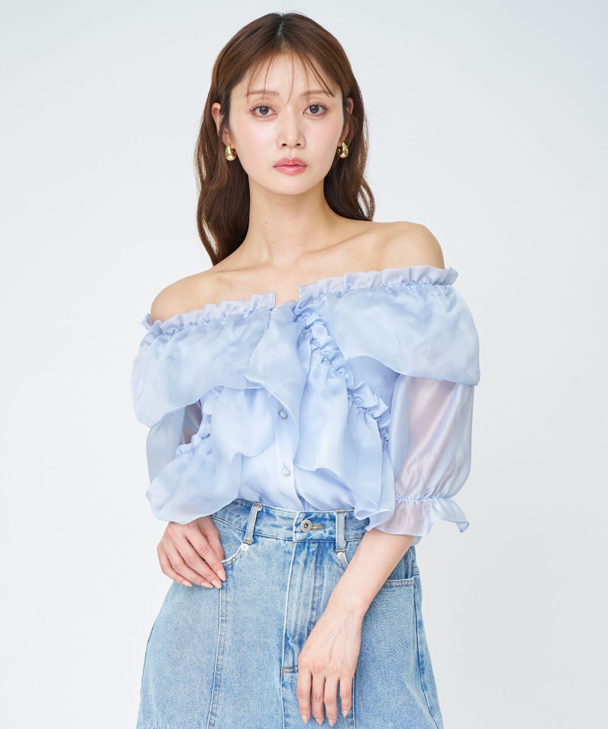 アンドクチュール「フリルクロスシアーブラウス」|シャツ・ブラウス|