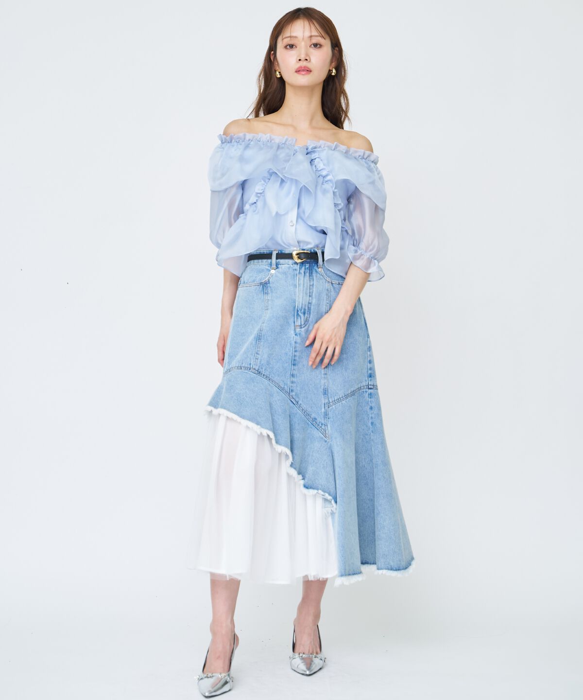 アンドクチュール「フリルクロスシアーブラウス」|シャツ・ブラウス|