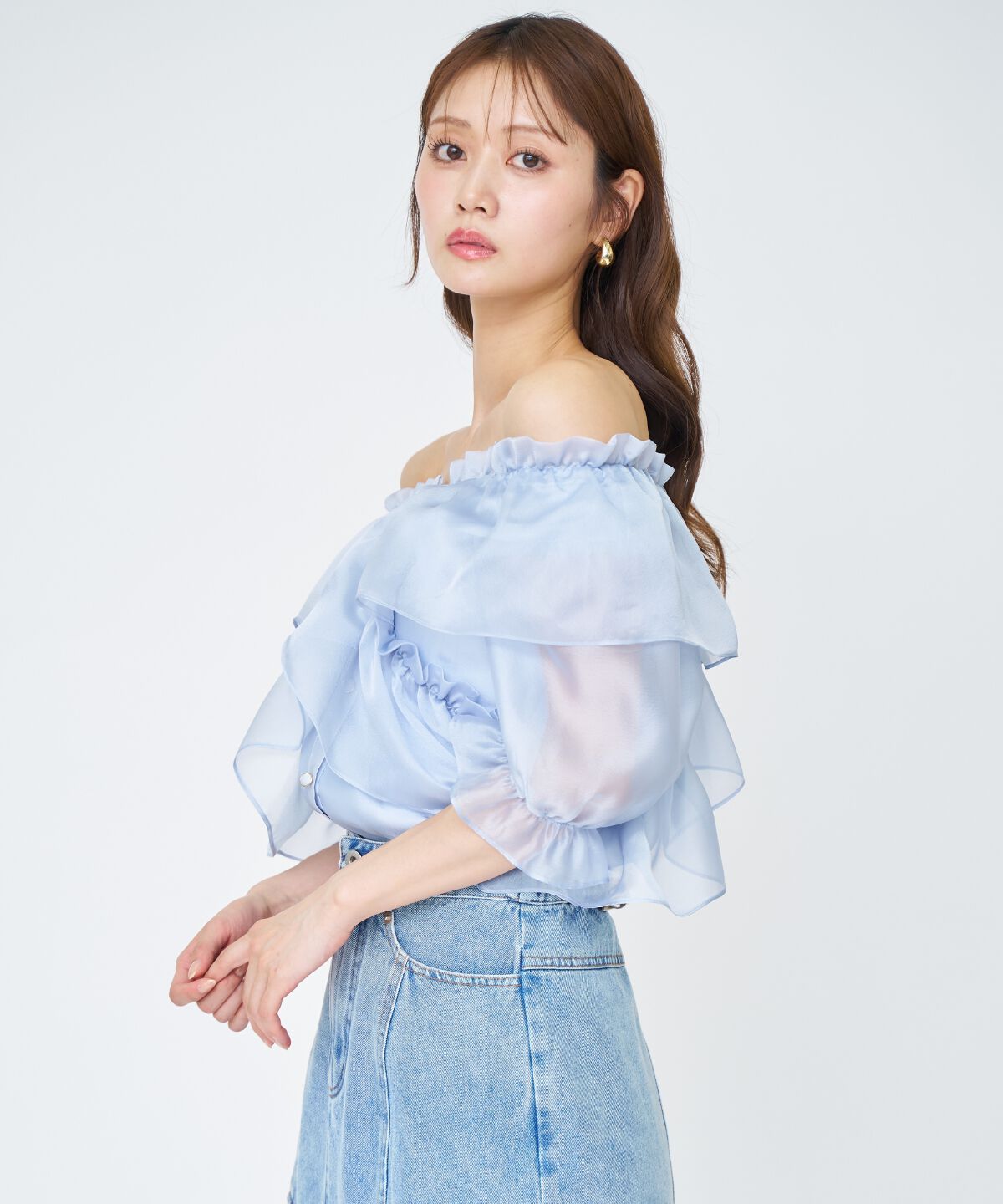 アンドクチュール「フリルクロスシアーブラウス」|シャツ・ブラウス|