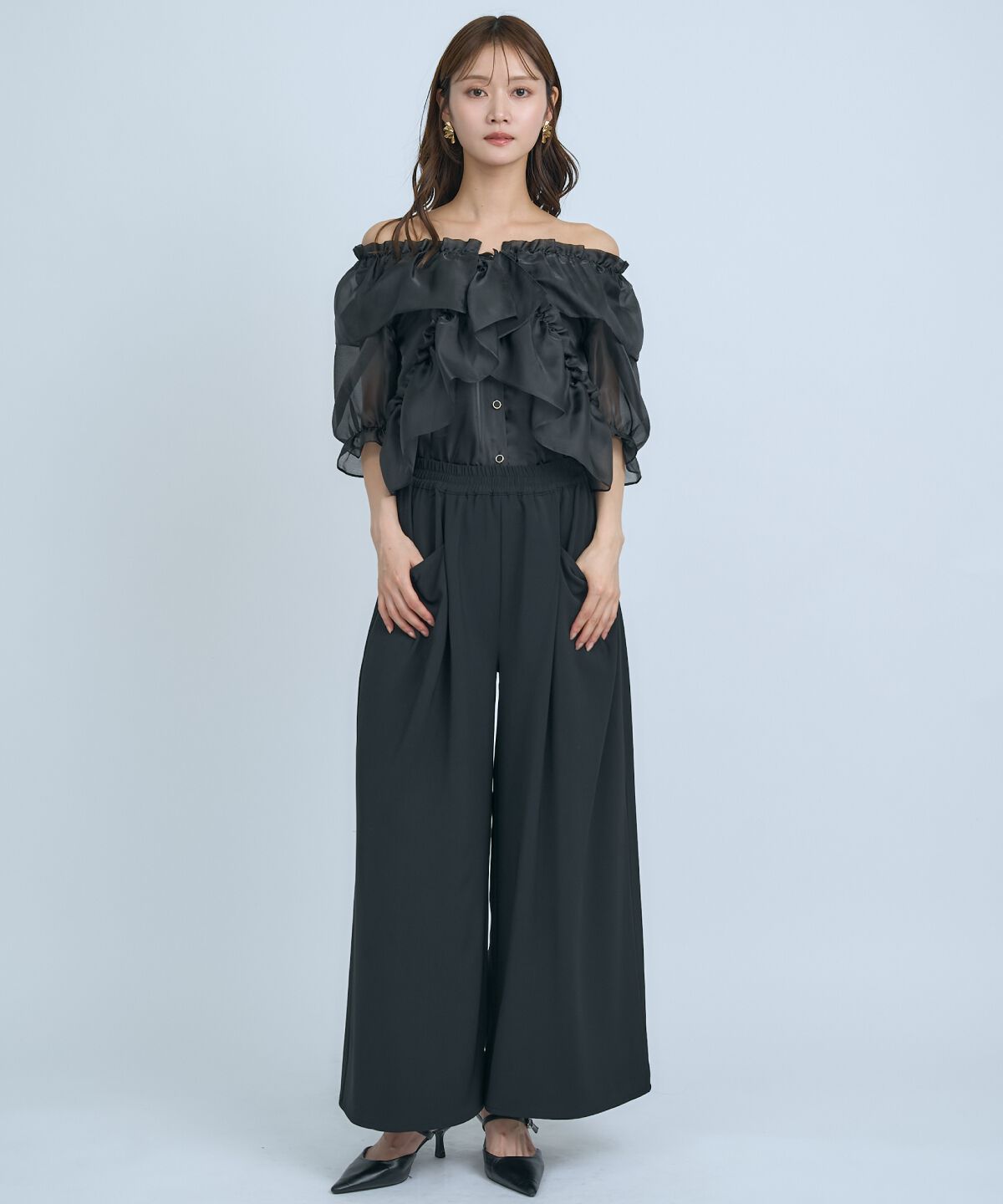 アンドクチュール「フリルクロスシアーブラウス」|シャツ・ブラウス|